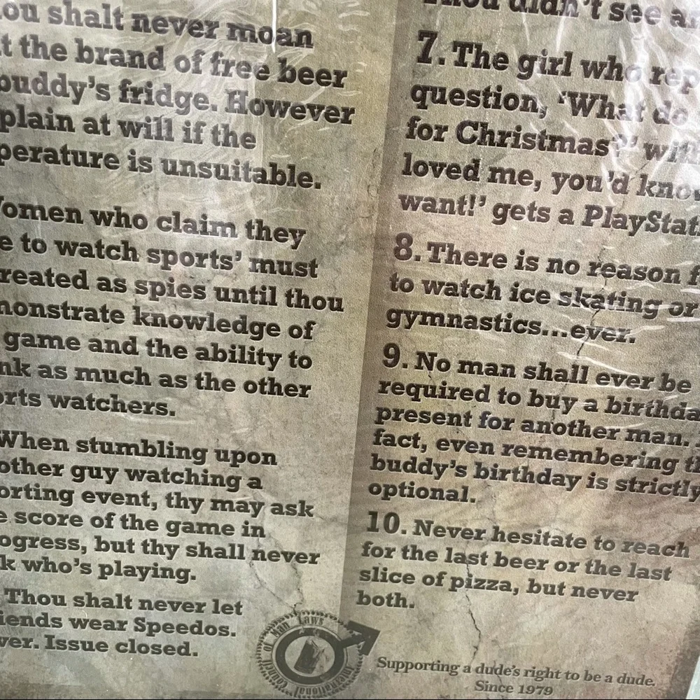 NEW Man Cave Ten Commandments Metal Sign